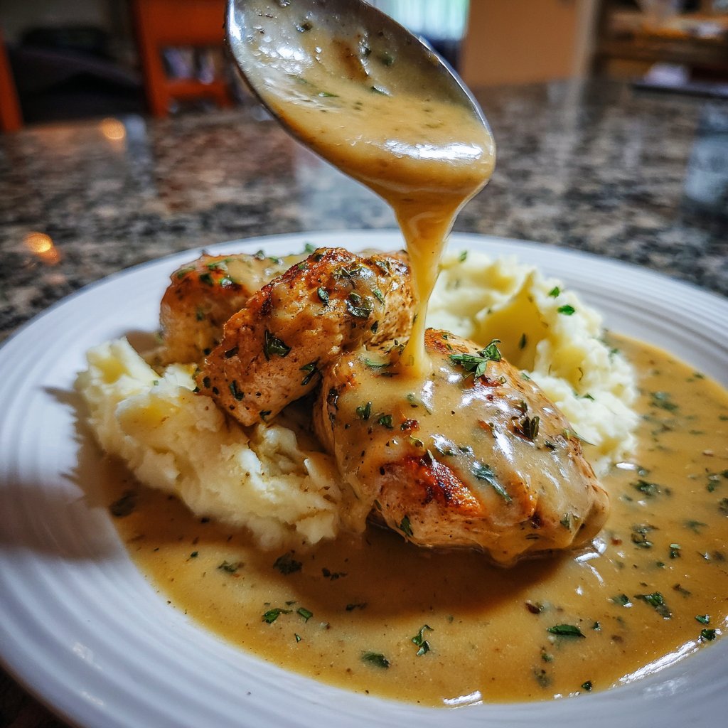 Creamy Herb Chicken with Mashed Potatoes and Gravy