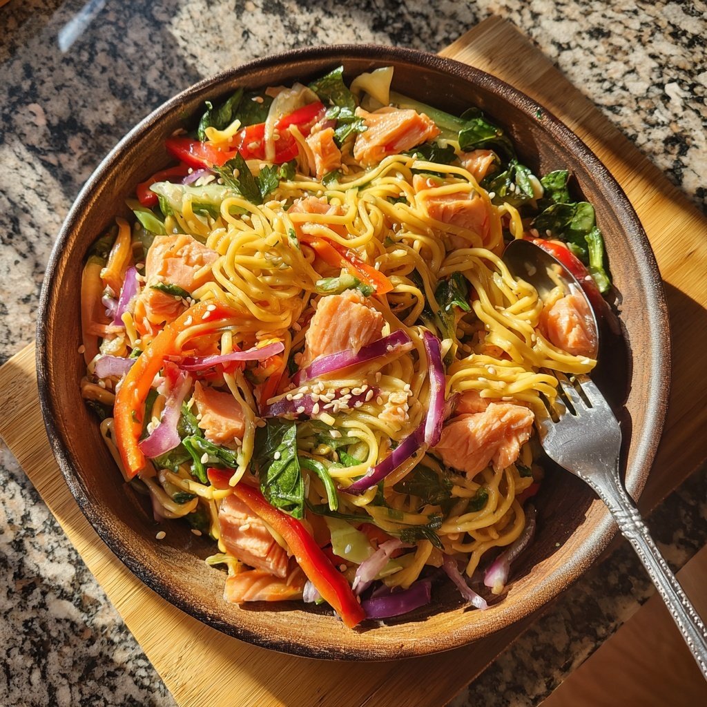 Sesame Ginger Salmon Noodle Salad