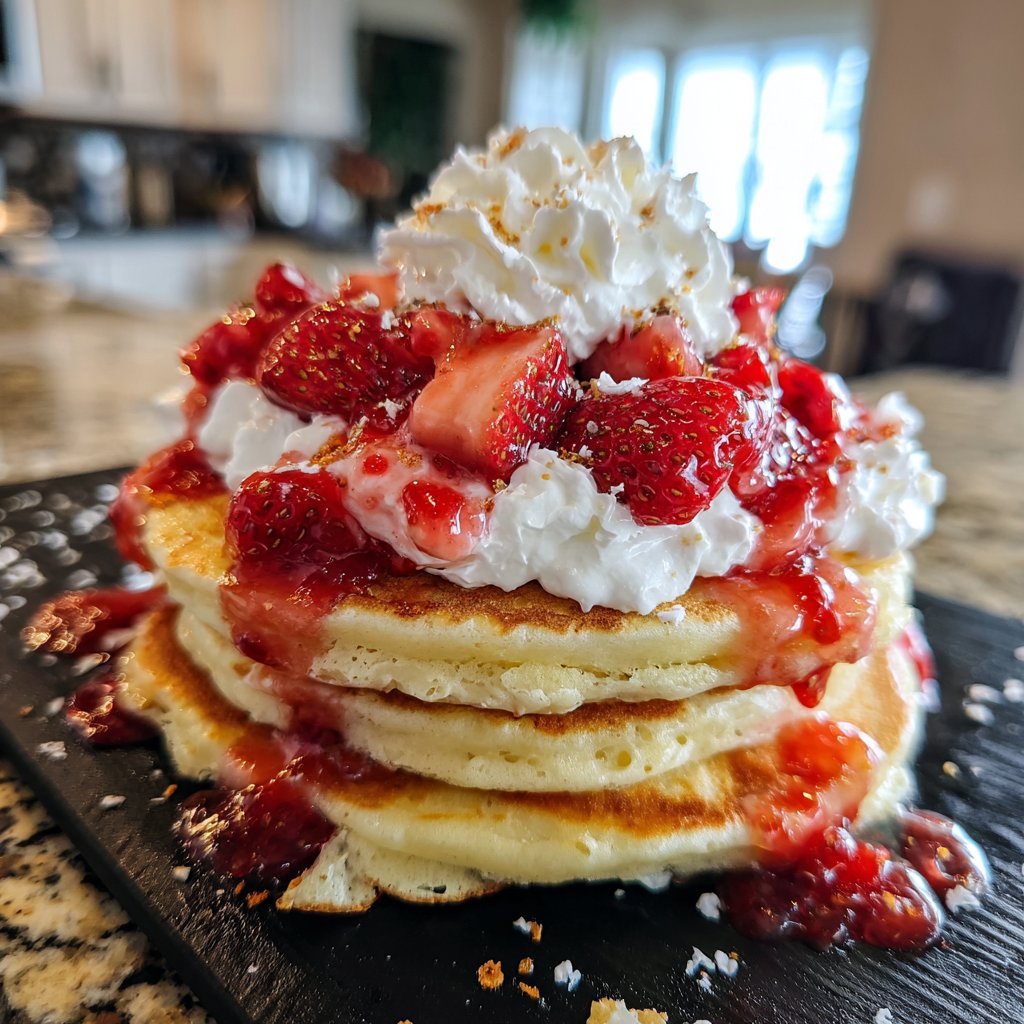Strawberries and Cream Pancakes